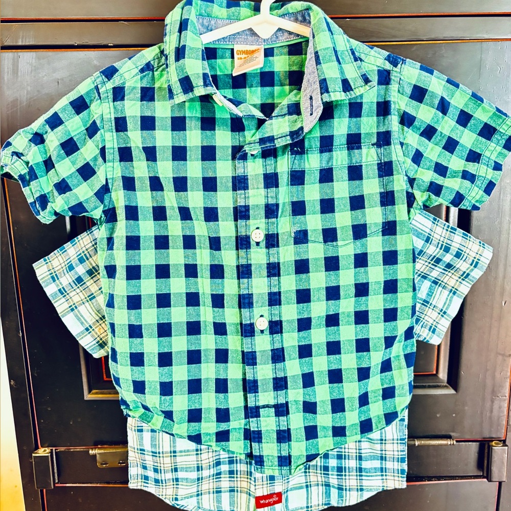 Gymboree & Wrangler set of 2 button down shirts. 18 mos. One is NWT